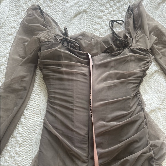 Katrina Lace Mesh Long Sleeve Gown - Picture 5 of 5